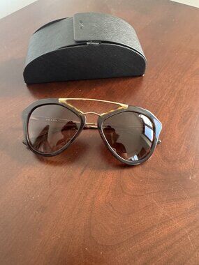 Prada PR 12QS Cinema Tortoise Gold Sunglasses 2AU-6S1 54mm